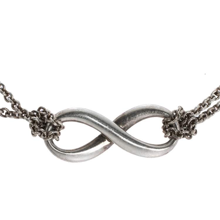 Pre Owned Tiffany & Co. Infinity Silver Chain Link Bracelet