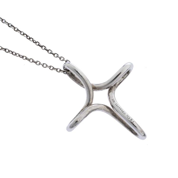 Pre Owned Tiffany & Co. Infinity Cross Silver Pendant Necklace