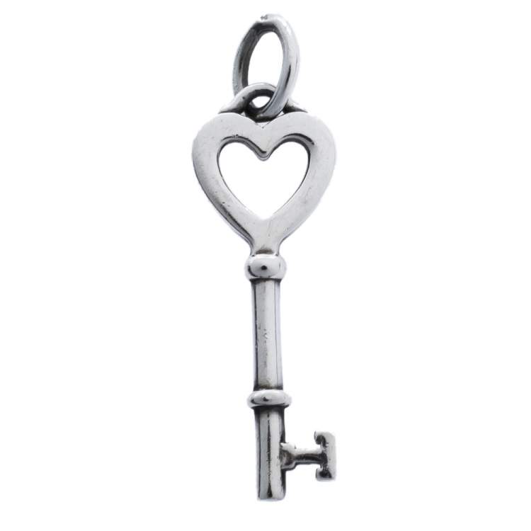Pre Owned Tiffany & Co. Heart Key Silver Pendant