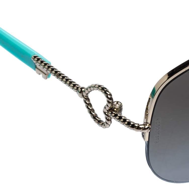 Pre Owned Tiffany & Co. Pale Gold/ Brown Gradient TF 3046 Aviator Sunglasses