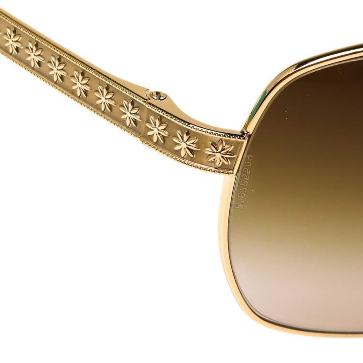 مملوكة مسبقًا Tiffany & Co. Gold & Havana/ Brown Gradient TF3035 Shield Sunglasses