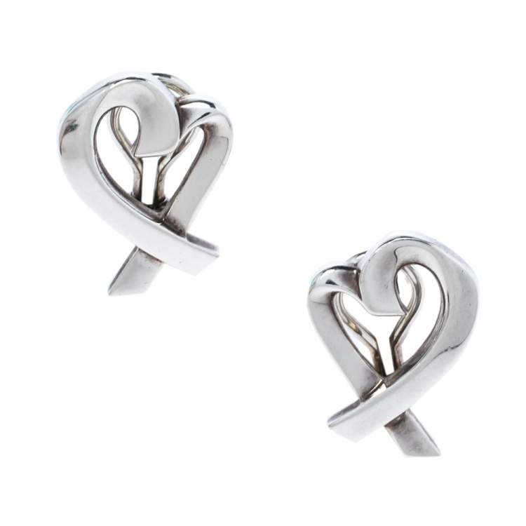 Pre Owned Tiffany & Co. Paloma Picasso Loving Heart Silver Stud Earrings