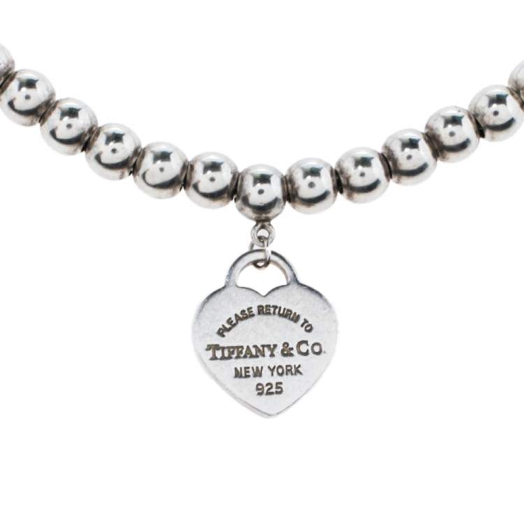 Pre Owned Tiffany & Co. Return To Tiffany Enamel Silver Bead Bracelet