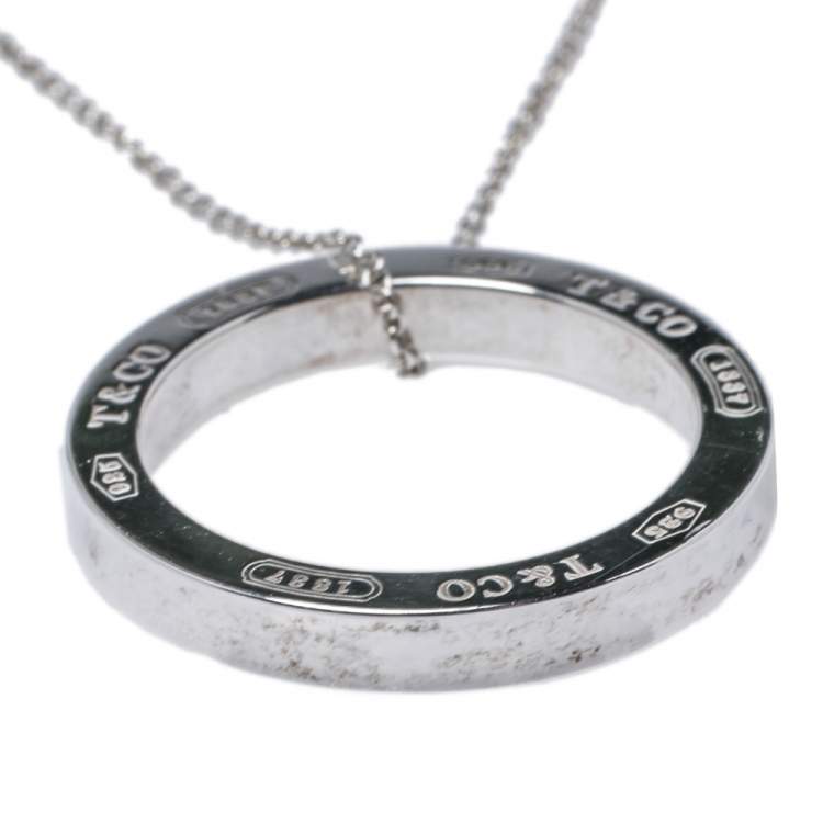 Pre Owned Tiffany & Co. Tiffany 1837 Circle Silver Pendant Necklace