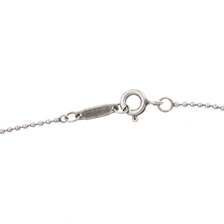 Pre Owned Tiffany & Co. Tiffany Keys Beaded Heart Key Silver Pendant Necklace