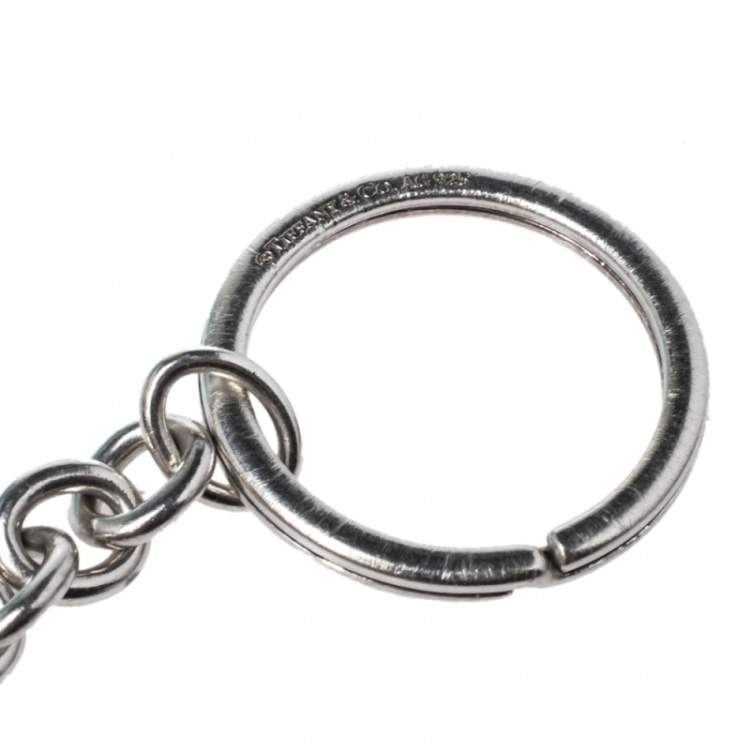 Pre Owned Tiffany & Co. Sterling Silver Heart Tag Key Ring