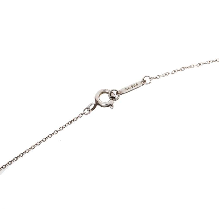 Pre Owned Tiffany & Co. Return to Tiffany Silver Rubedo Mini Double Heart Tag Pendant Necklace
