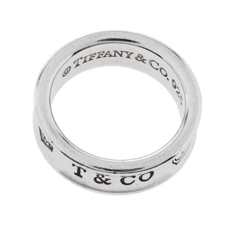 Pre Owned Tiffany & Co. 1837 Silver Band Ring Size 54