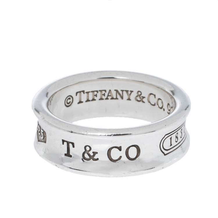 Pre Owned Tiffany & Co. 1837 Silver Band Ring Size 54