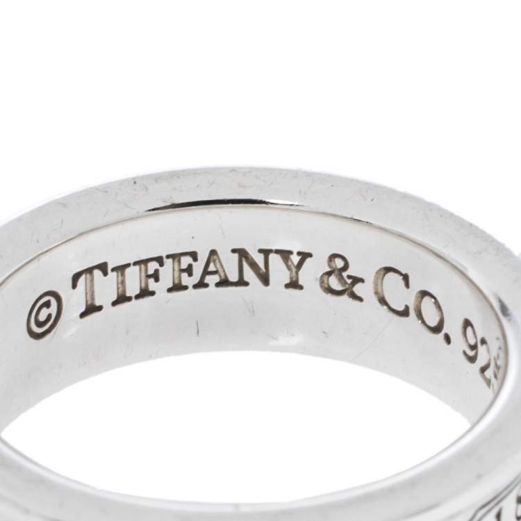 Pre Owned Tiffany & Co. 1837 Silver Band Ring Size 54