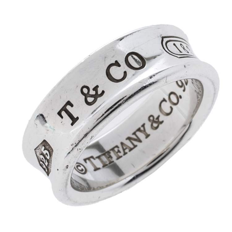 Pre Owned Tiffany & Co. 1837 Silver Band Ring Size 54
