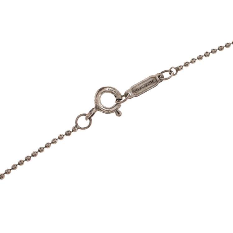 Pre Owned Tiffany & Co. Sterling Silver Blue Box Charm Pendant Necklace