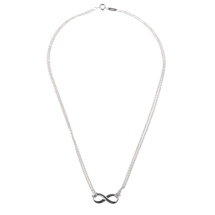 Pre Owned Tiffany & Co. Infinity Silver Double Strand Pendant Necklace 