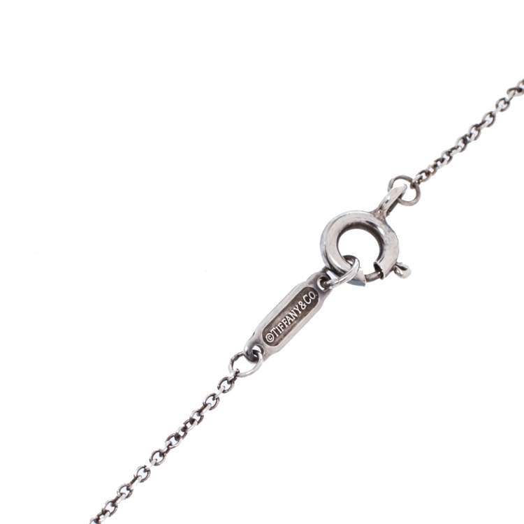 Pre Owned Tiffany & Co. Heart Lock Charm Silver Pendant Necklace