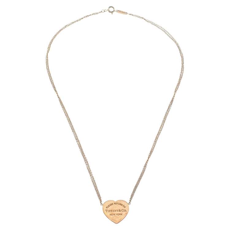 Pre Owned Tiffany & Co. Return To Tiffany Rubedo Heart Tag Silver Chain Necklace