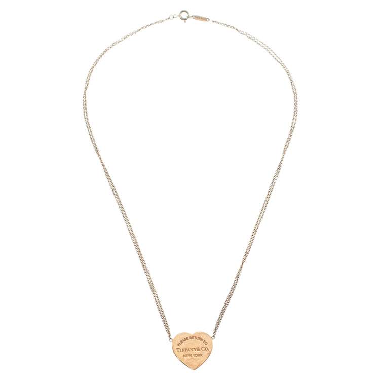 Pre Owned Tiffany & Co. Return To Tiffany Rubedo Heart Tag Silver Chain Necklace