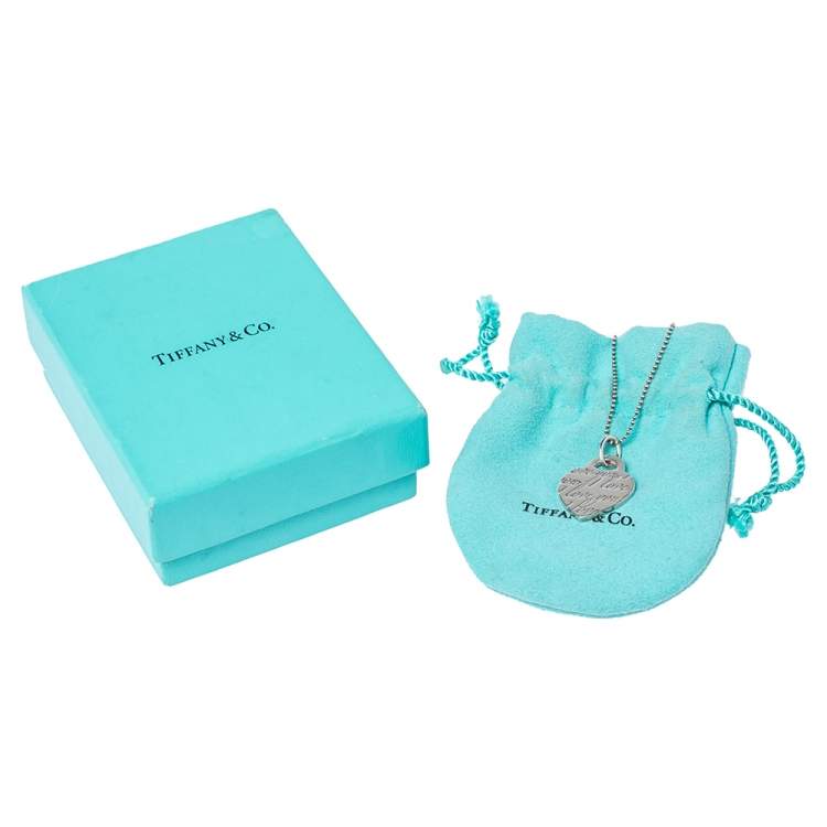 مملوكة مسبقًا Tiffany & Co. Notes Heart Tag Charm Silver Pendant Necklace