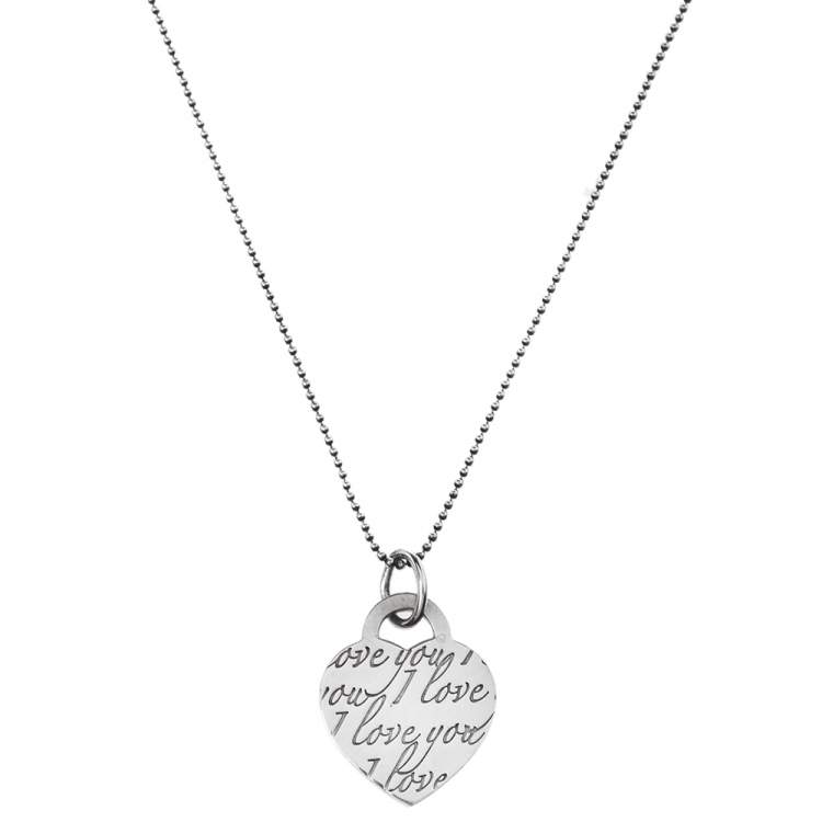 مملوكة مسبقًا Tiffany & Co. Notes Heart Tag Charm Silver Pendant Necklace