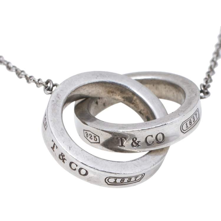 Pre Owned Tiffany & Co. 1837 Interlocking Circles Silver Pendant Necklace