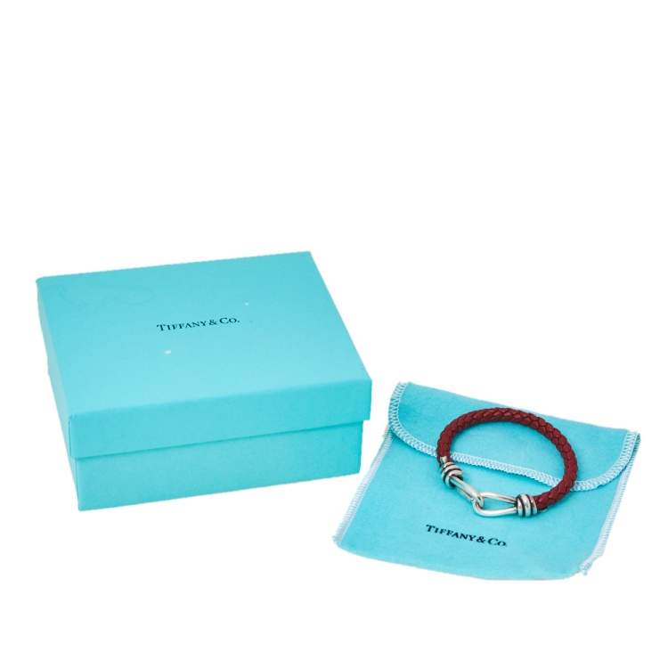 Pre Owned Tiffany & Co. Paloma Picasso Silver Knot Single Braid Leather Wrap Bracelet