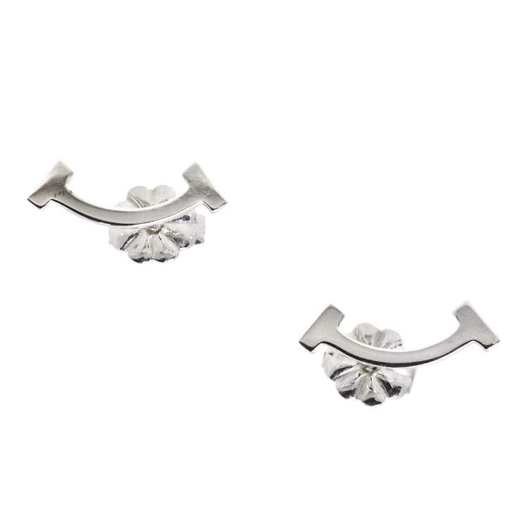 Pre Owned Tiffany & Co. T Smile Silver Stud Earrings