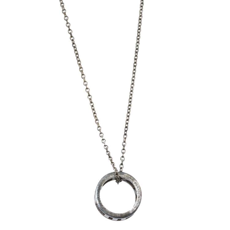 Pre Owned Tiffany & Co. Atlas Open Pendant Sterling Silver Necklace