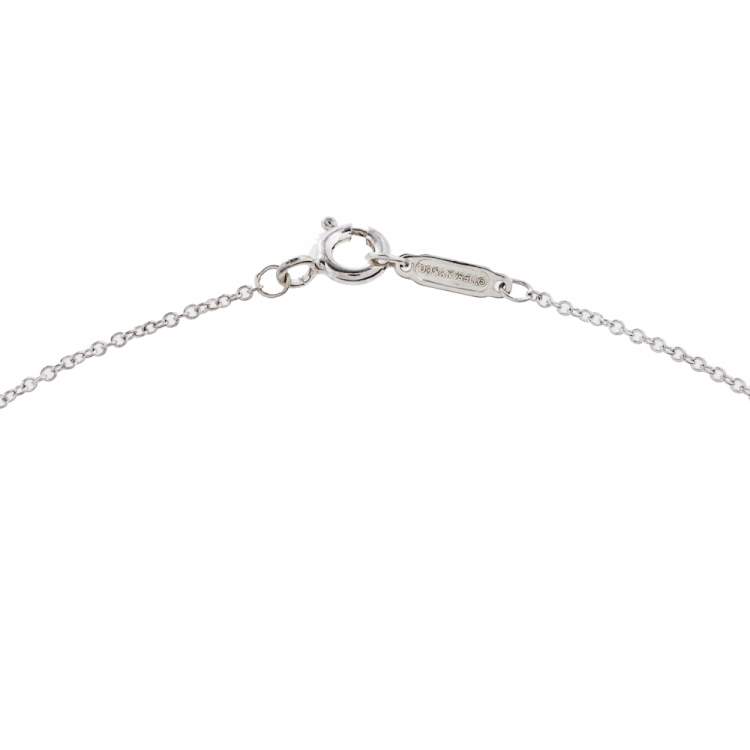 Pre Owned Tiffany & Co. Blue Enamel Heart Key Silver Pendant Necklace 