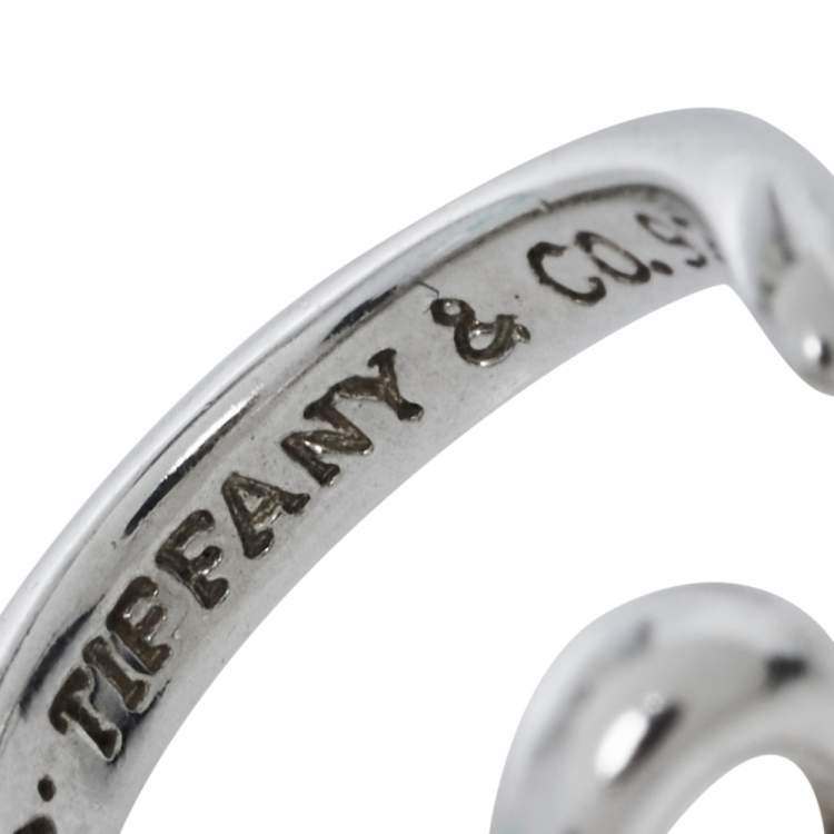 Pre Owned Tiffany & Co. Sterling Silver Elsa Peretti Open Heart Ring Size EU 48