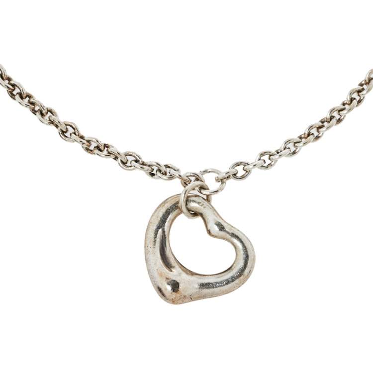 Pre Owned Tiffany & Co. Elsa Peretti Open Heart Sterling Silver Bracelet