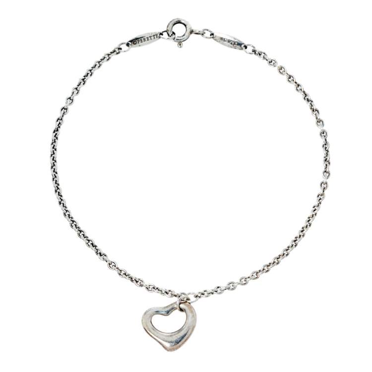 Pre Owned Tiffany & Co. Elsa Peretti Open Heart Sterling Silver Bracelet