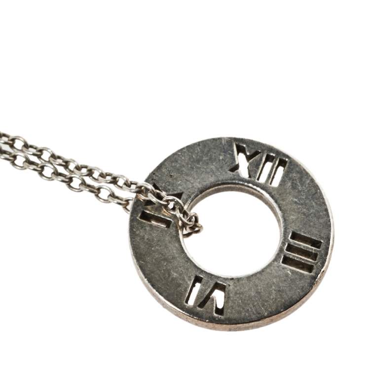 Pre Owned Tiffany & Co. Atlas Pierced Sterling Silver Pendant Necklace