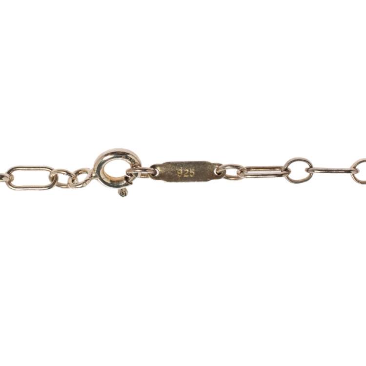 Pre Owned Tiffany & Co. Sterling Silver/Diamond Blossom Large Key Pendant Necklace