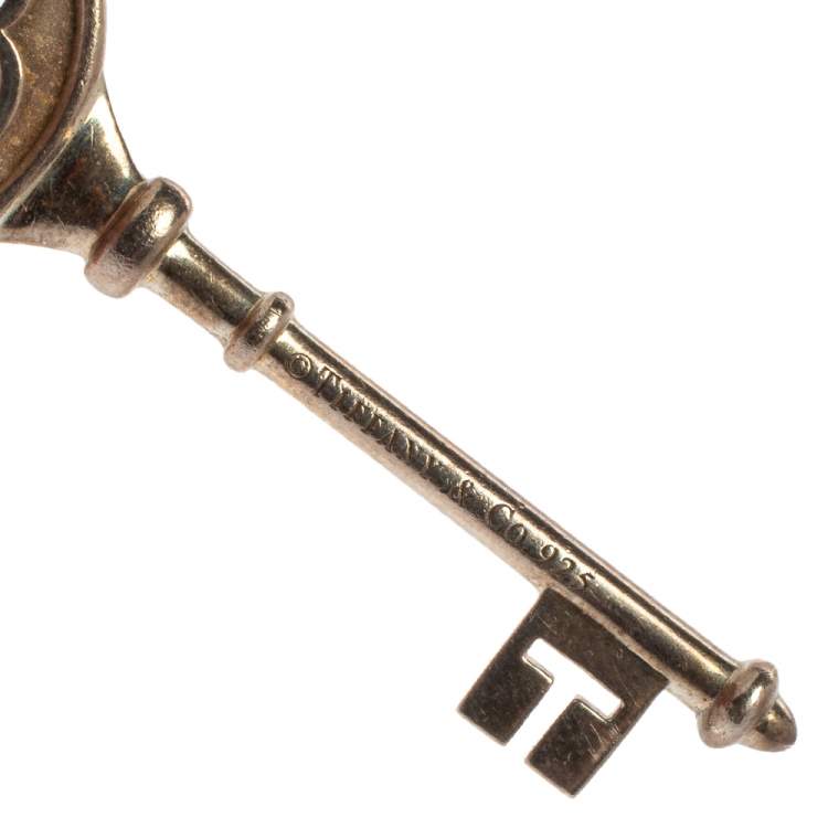 Pre Owned Tiffany & Co. Sterling Silver/Diamond Blossom Large Key Pendant Necklace