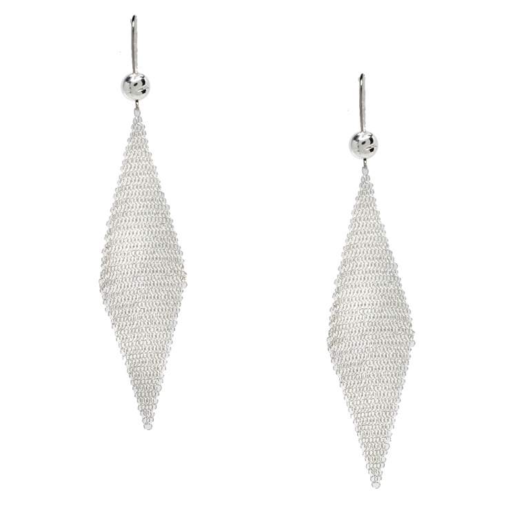 Pre Owned Tiffany &  Co. Sterling Silver Elsa Peretti Mesh Earrings