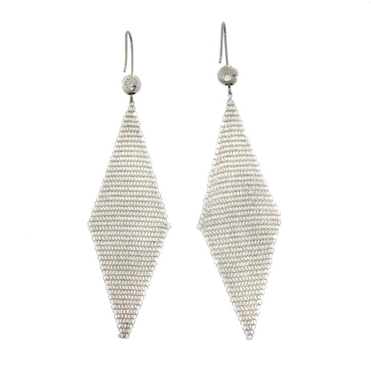 Pre Owned Tiffany &  Co. Sterling Silver Elsa Peretti Mesh Earrings