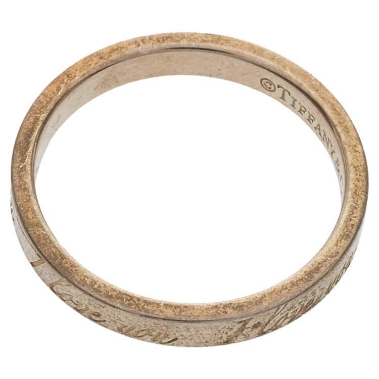 Pre Owned Tiffany & Co. Sterling Silver I Love You Band Ring Size EU 54
