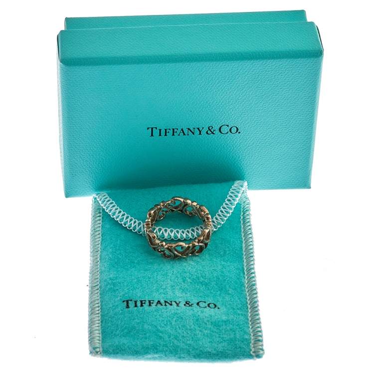 Pre Owned Tiffany & Co. Paloma Picasso Sterling Silver Loving Heart Band Ring Size EU 55