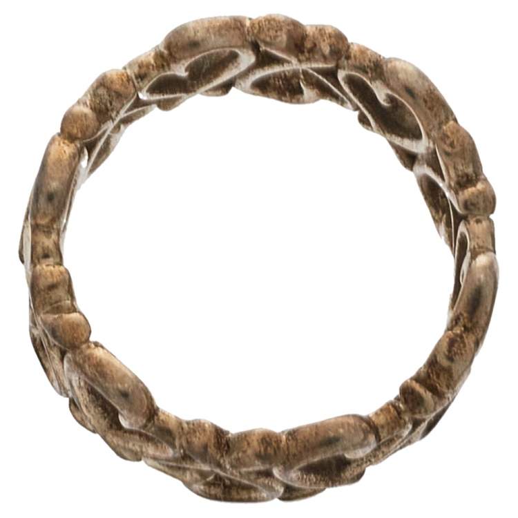 Pre Owned Tiffany & Co. Paloma Picasso Sterling Silver Loving Heart Band Ring Size EU 55