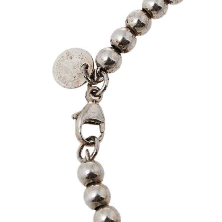 Pre Owned Tiffany & Co. Return To Tiffany Sterling Silver Heart Tag Bead Bracelet