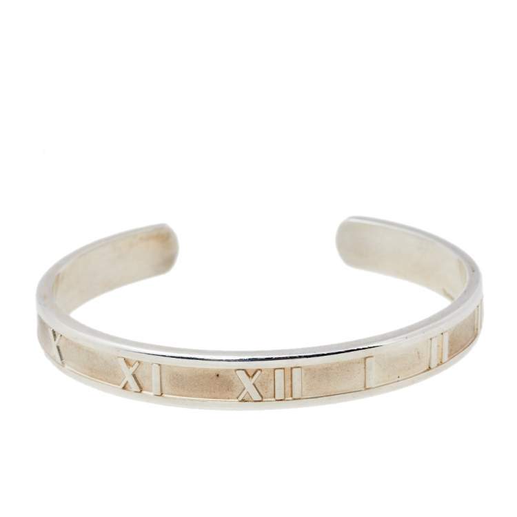 Tiffany & Co. Atlas Roman Numeral Sterling Silver Open Cuff Bracelet