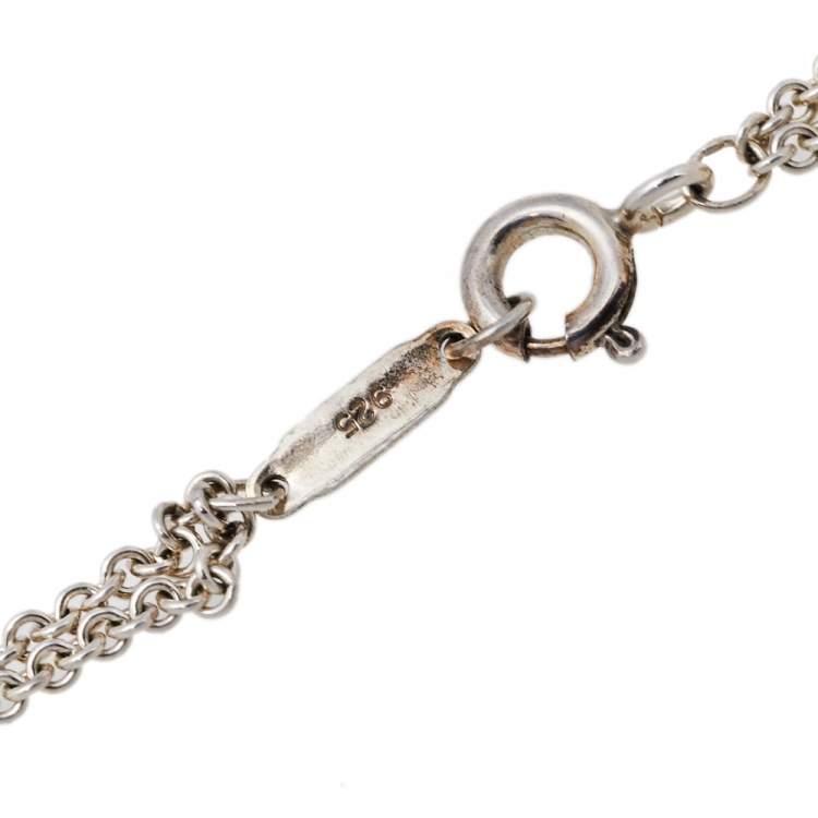 Pre Owned Tiffany & Co. Sterling Silver Infinity Pendant Double Chain Necklace 