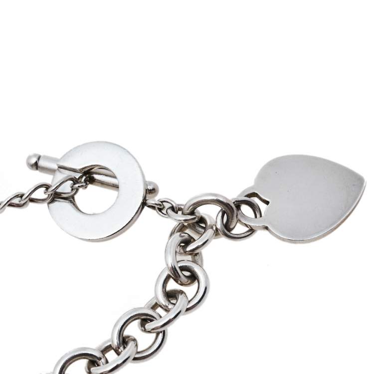 Pre Owned Tiffany & Co. Sterling Silver Heart Tag Toggle Necklace