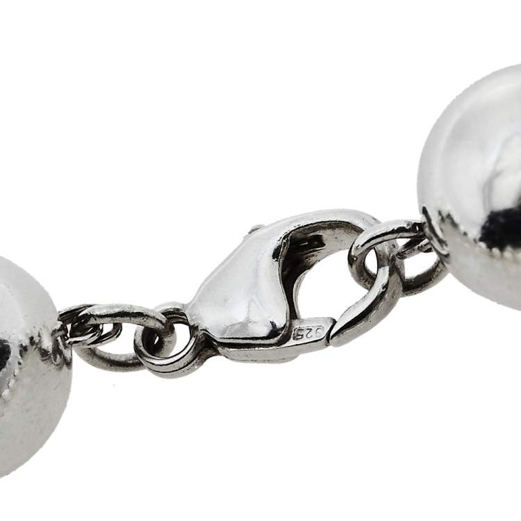 Pre Owned Tiffany & Co. Sterling Silver Return to Tiffany Round Tag Bead Bracelet