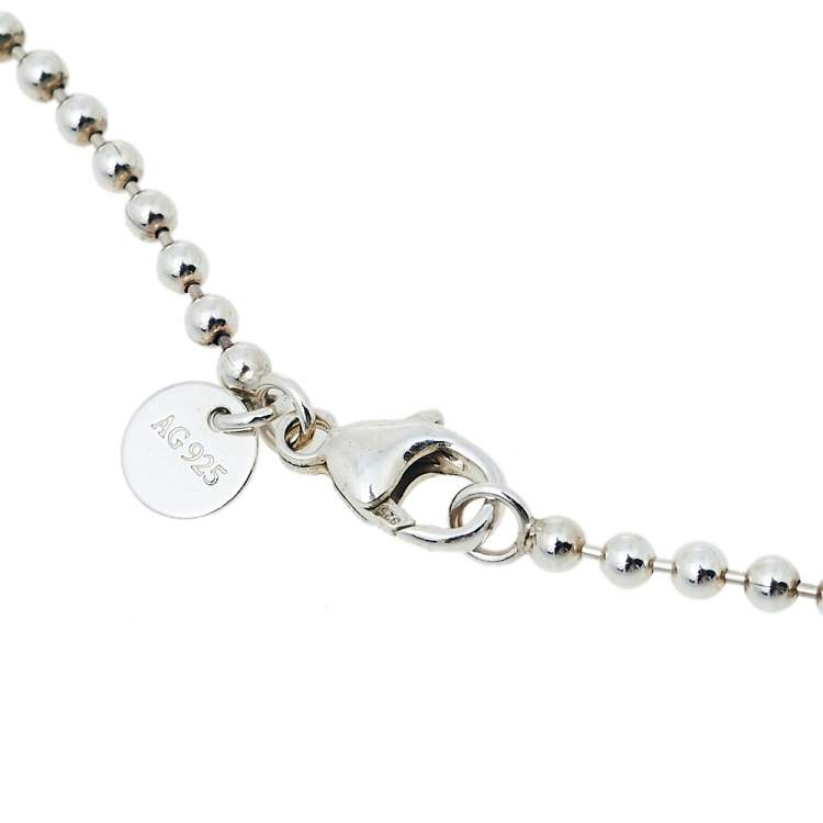 Pre Owned Tiffany & Co. Tiffany Keys Enamel Silver Beaded Heart Key Pendant Necklace