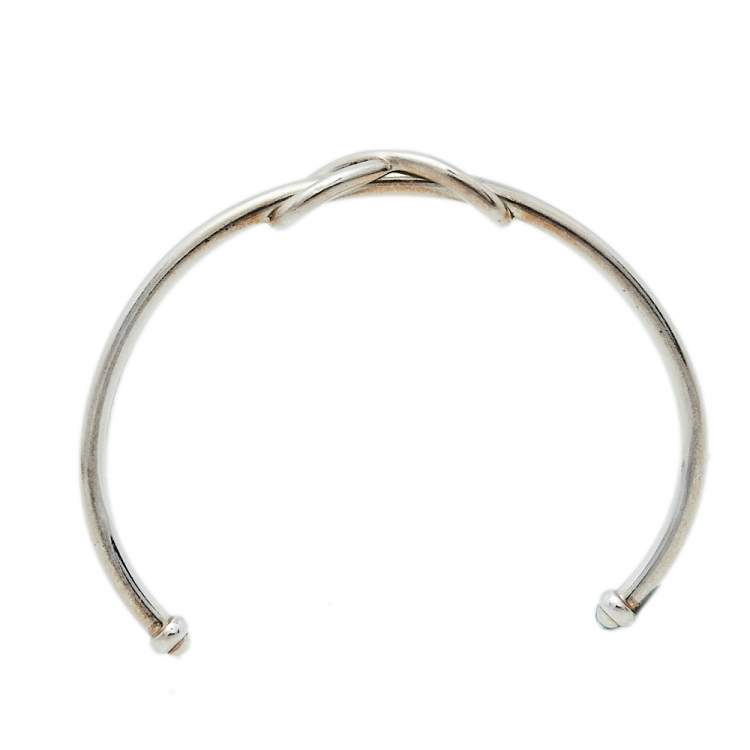 Pre Owned Tiffany & Co. Infinity Sterling Silver Open Cuff Bracelet 