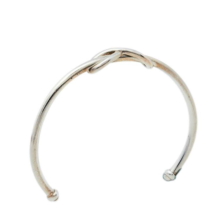 Pre Owned Tiffany & Co. Infinity Sterling Silver Open Cuff Bracelet 
