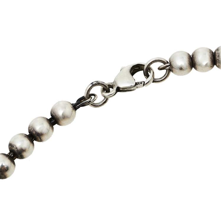 Pre Owned Tiffany & Co. Sterling Silver Return To Tiffany Heart Pendant Bead Necklace