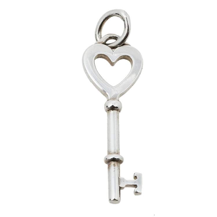Pre Owned Tiffany & Co. Sterling Silver Heart Key Pendant