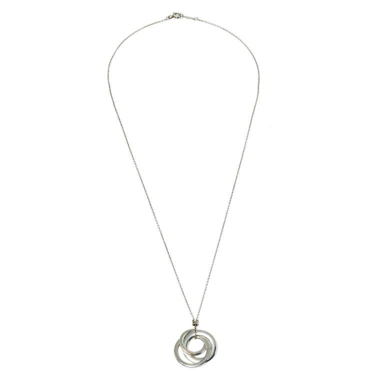 Pre Owned Tiffany & Co. Sterling Silver 1837 Interlocking Circles Pendant Necklace