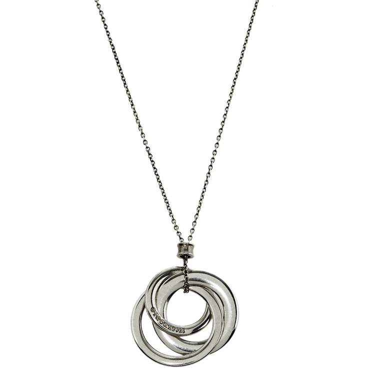 Pre Owned Tiffany & Co. Sterling Silver 1837 Interlocking Circles Pendant Necklace